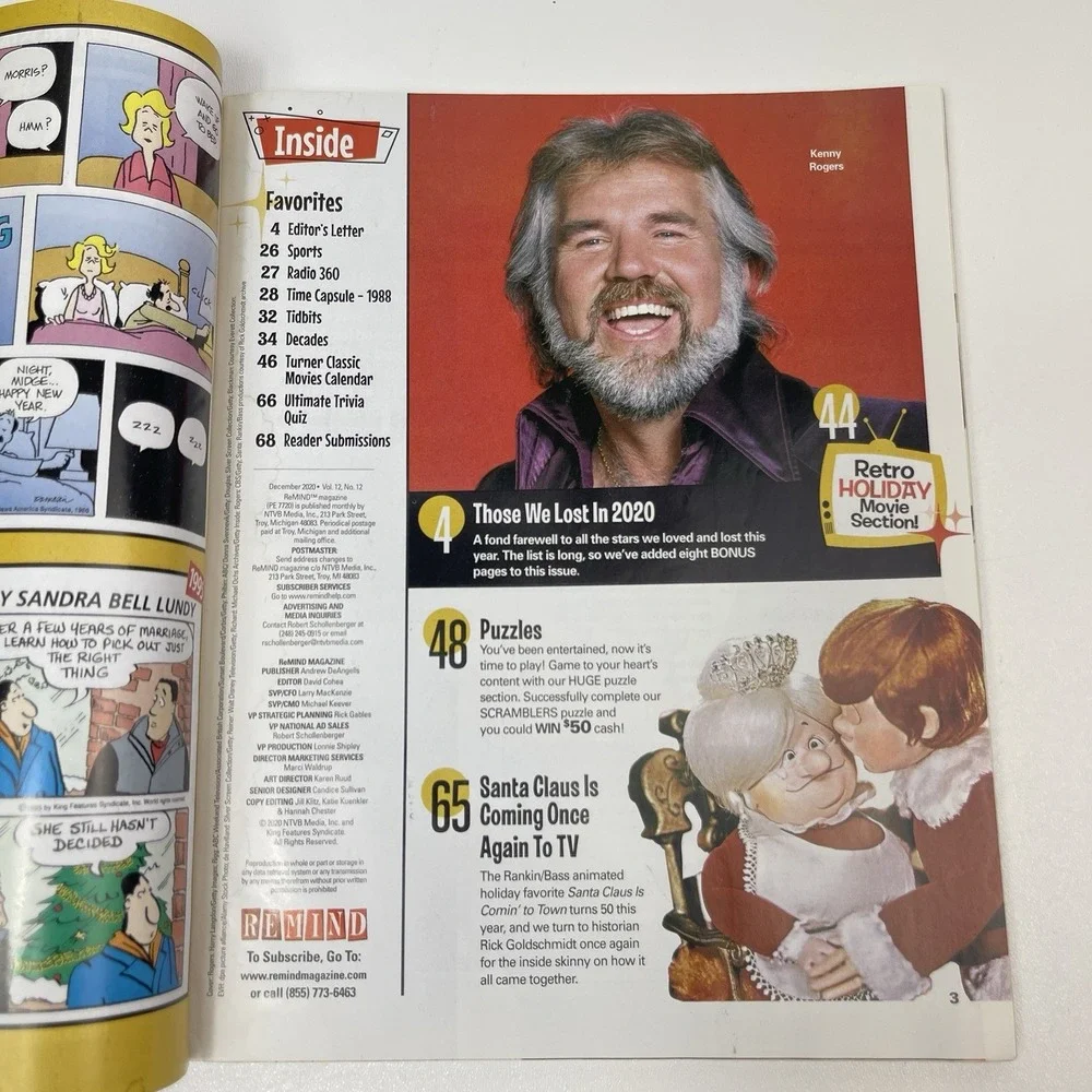 REMIND Magazine December 2020 Farewell To Stars We Lost Diana Rigg Kenny Rogers